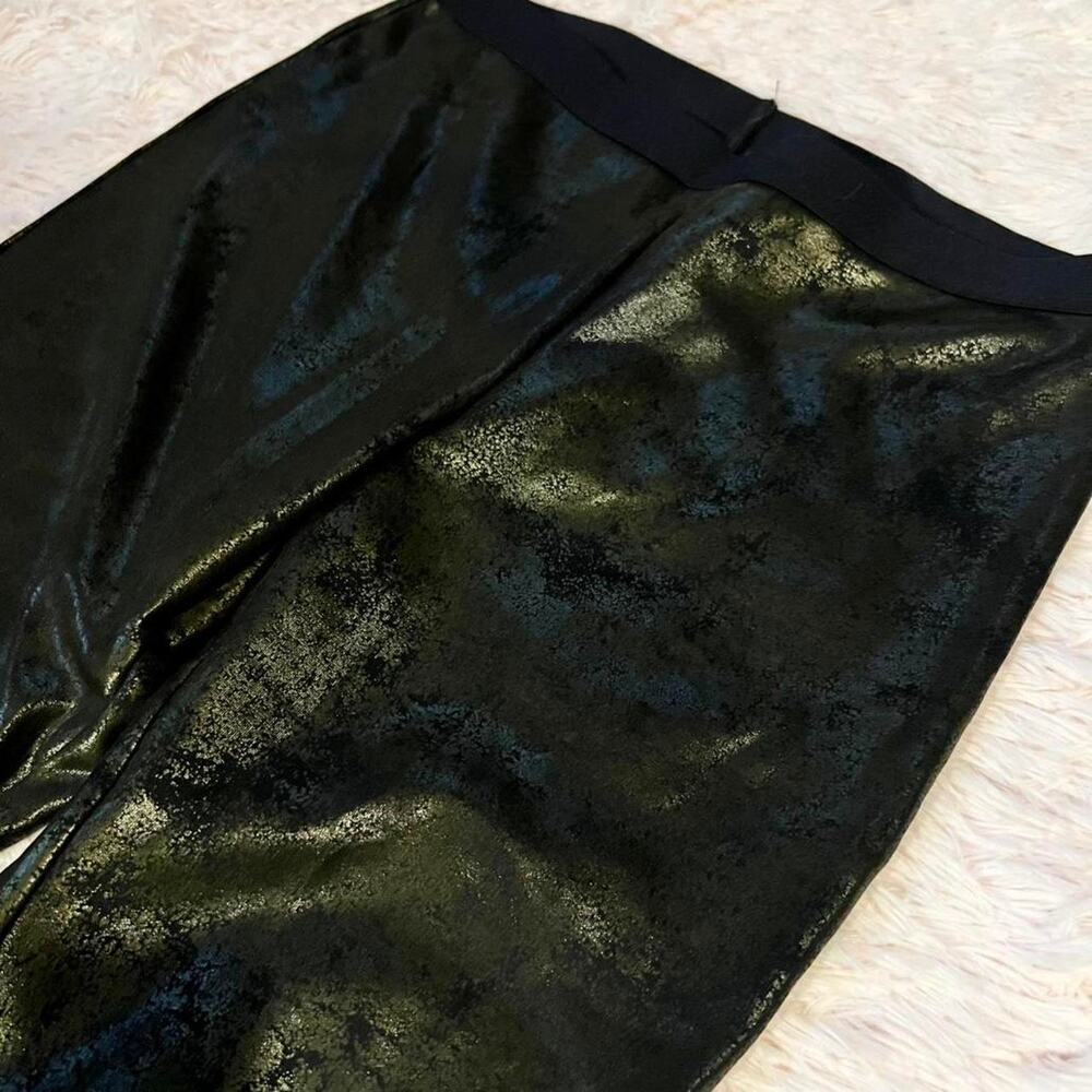 Black Gold Faux Leather Grunge Glam Edgy Punk Gritty Witchy Statement Leggings - Picture 4 of 5